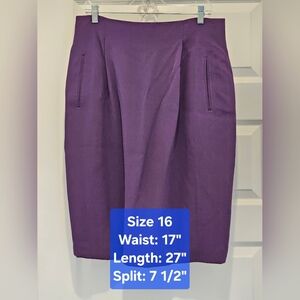 Dana Buchman Purple 100% Silk Pencil Skirt, EUC, Size 16